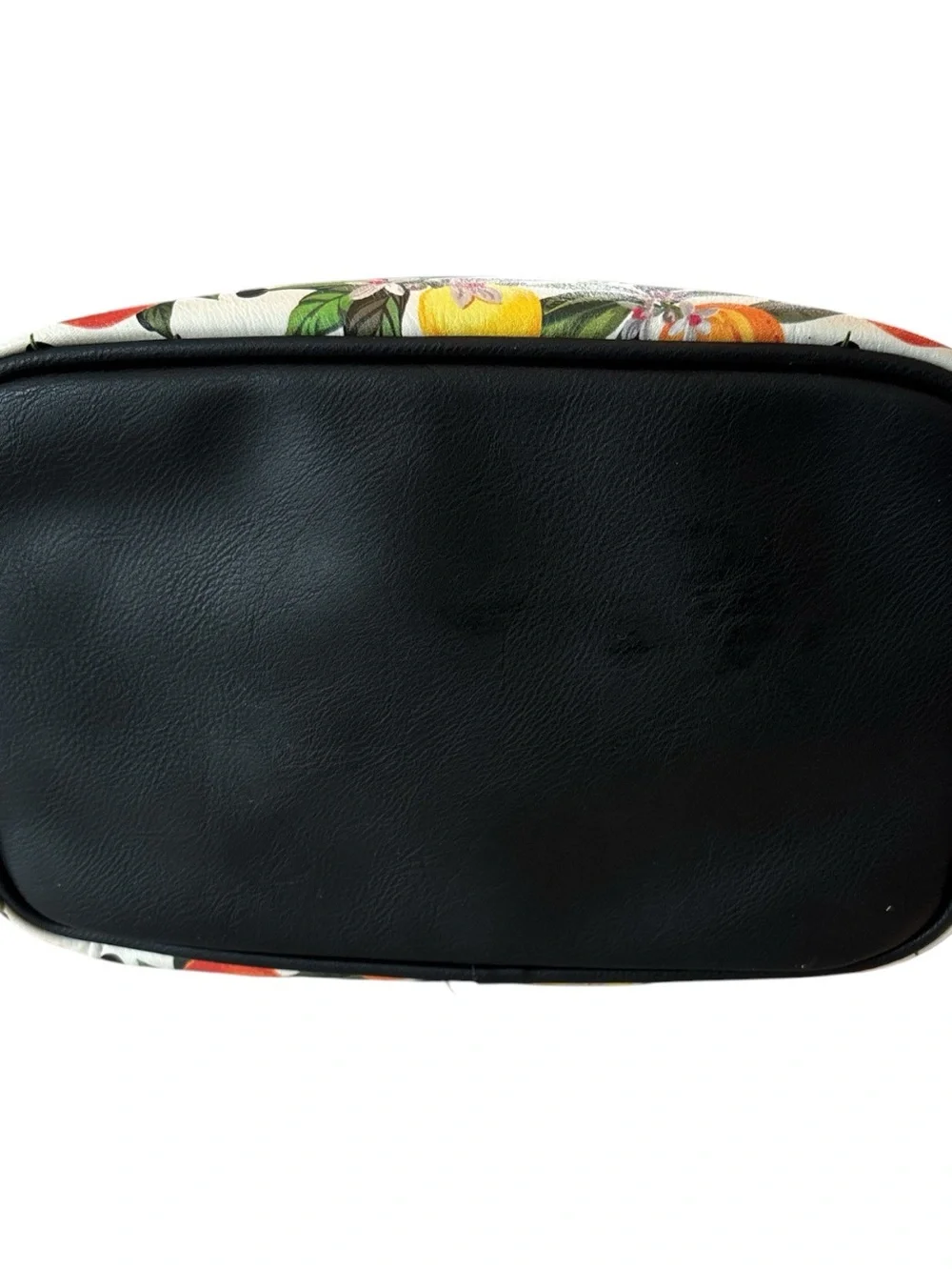 Betsey Johnson White Citrus Print Cosmetic Case with Black Trim
